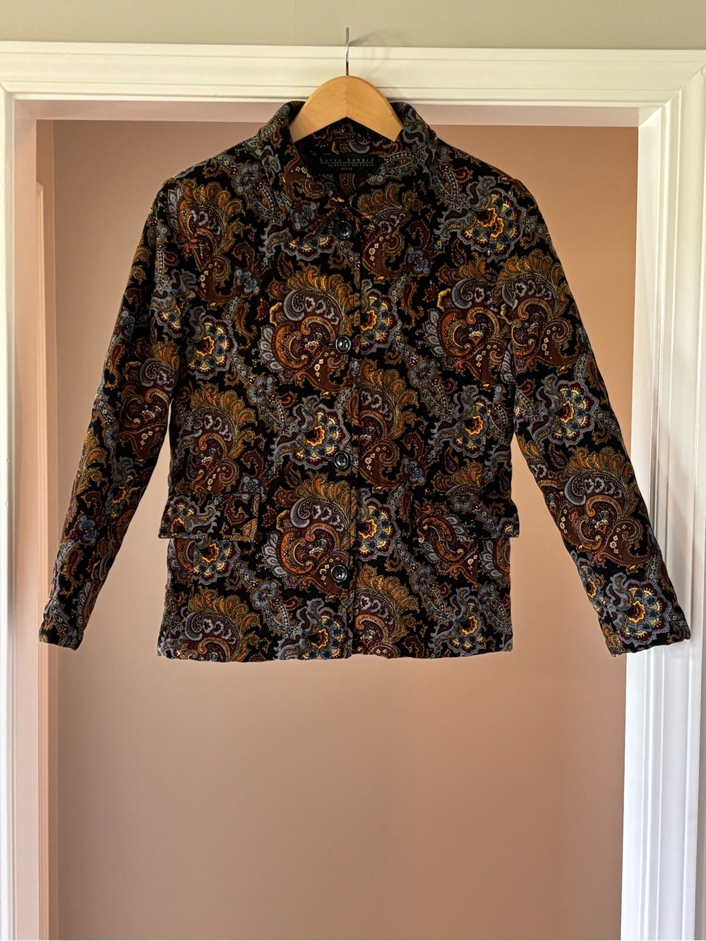 Harve Benard Brown Multi Paisley Button-Front Jacket